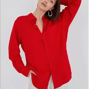 Red button up from Aritzia